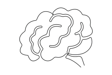 Human brain continuous one line art drawing of intelligence vector illustration 

