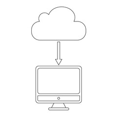 Minimalist cloud computing line icon representing data storage, technology, and digital services.