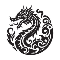 Dragon tattoo, isolated on white background. Vector illustration for your design