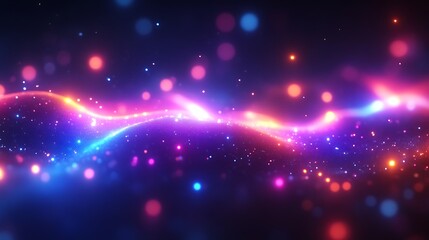 Naklejka premium Abstract Colorful Wave With Glowing Particles