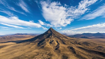 Majestic Volcanic Peak Under a Vast Sky