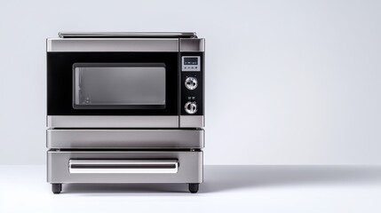 Obraz premium Modern stainless steel oven with sleek design, perfect for cooking various meals efficiently and elegantly in any kitchen.