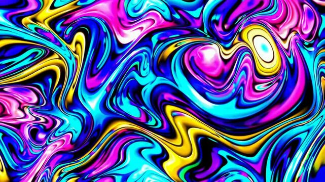 Vibrant abstract swirl pattern with neon colors, psychedelic art concept