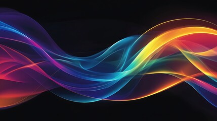 Naklejka premium Abstract Colorful Waves Flowing Dark Background