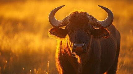Buffaloe portrait in the warm light