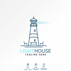 Logo design graphic concept creative premium vector stock image graphic beach light house ray ship island desk chair navigation tower coast cafe shop