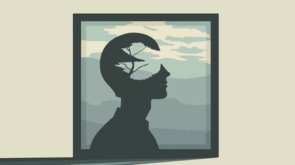 Mental Wellbeing and Overcoming Depression Flat Vector Illustration