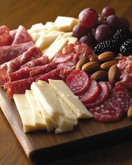 Charcuterie Board with Meats, Cheese, and Fruits