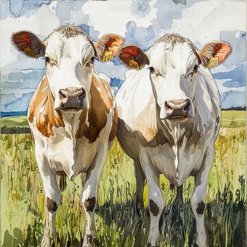 Two Cows in a Field: A Pastoral Scene