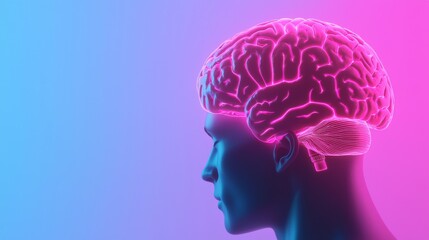 Fototapeta premium Exploring neural connections brain visualization digital art futuristic setting side profile cognitive concepts