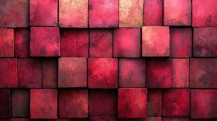 A textured pattern of red and maroon square tiles arranged in a mosaic style.