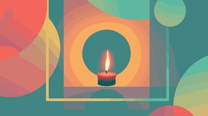 Obraz premium Diwali Candle Airview Flat Vector Illustration