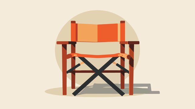 Professional Director Sitting on Cinema Chair Flat Vector Illustration