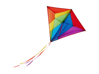 Colorful kite isolated on transparent or white background, png


