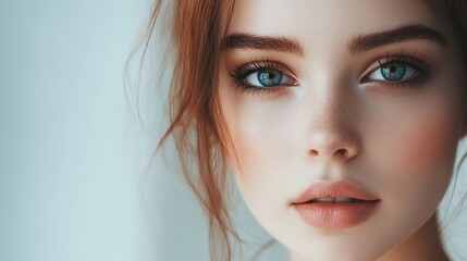 close up face portrait of a multiracial woman with pretty beautiful clean skin and no makeup smiling confidently, facial and beauty