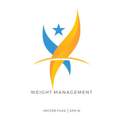 simple human diet and weight or talent logo design and stars