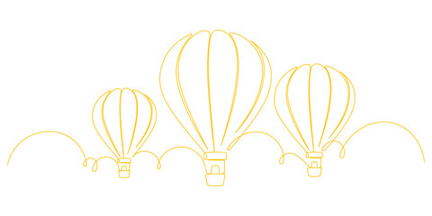 hot air balloon with continuous line art. holiday vector element illustration.