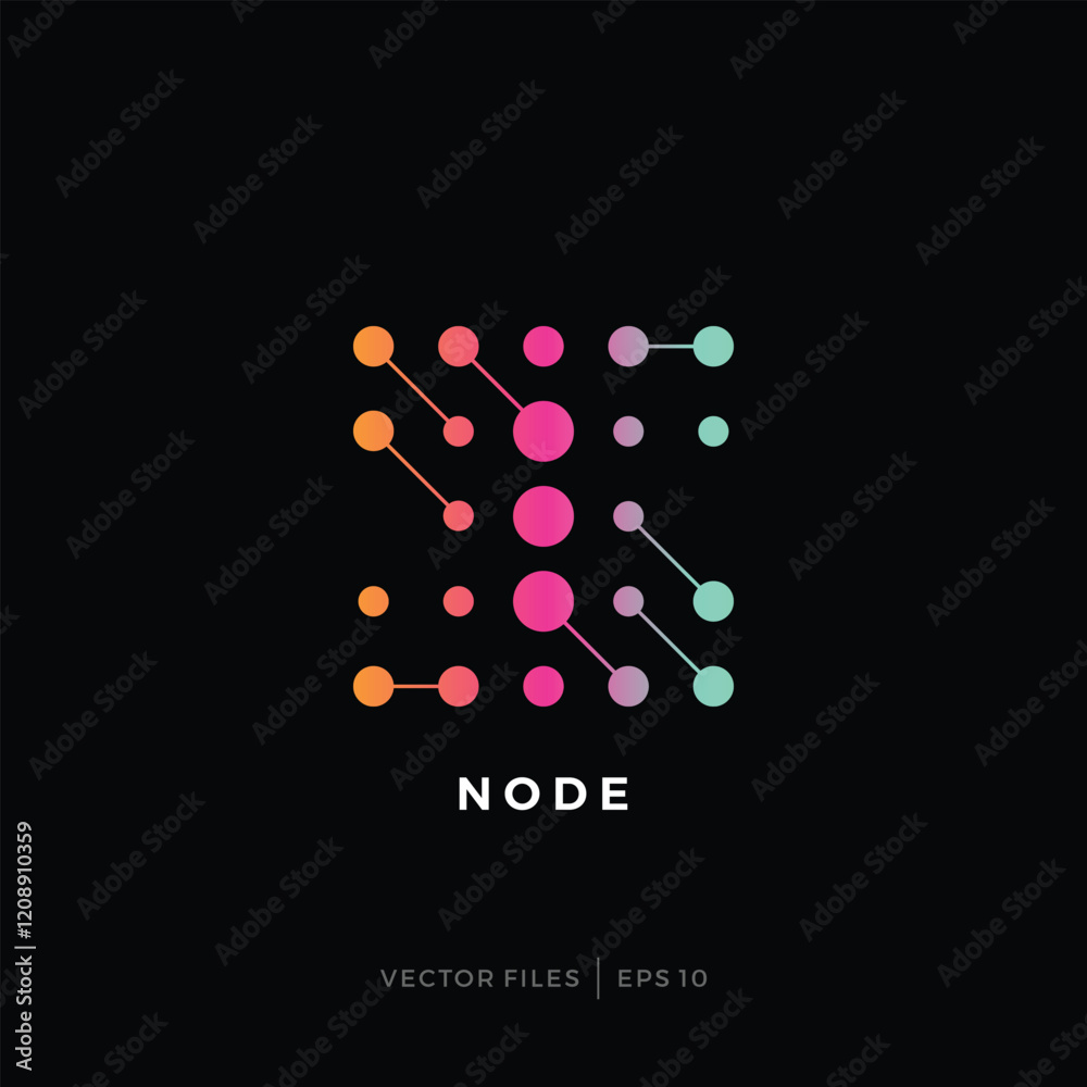 Fototapete simple initial s logo design with node dots