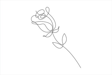  Rose day, valentine day rose flower design continuous one line art drawing of outline vector illustration

