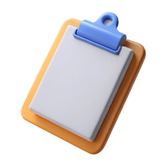 3d white clipboard task management isolated on white background. Cartoon plastic style icon. High quality image