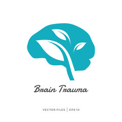 simple brain and tree leaf design logo
