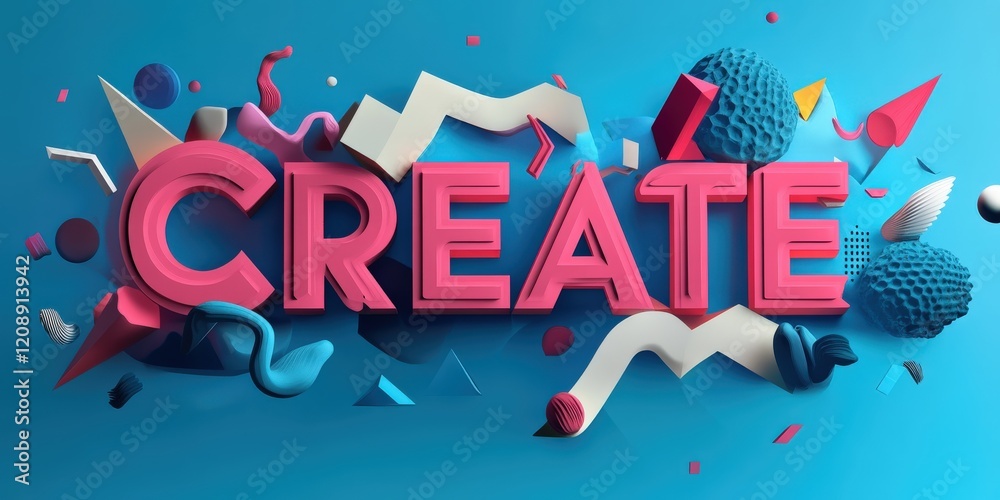 Fototapete a bold and colorful 3d typography spelling 
