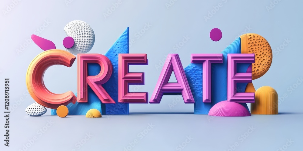 Fototapete a bold and colorful 3d typography spelling 