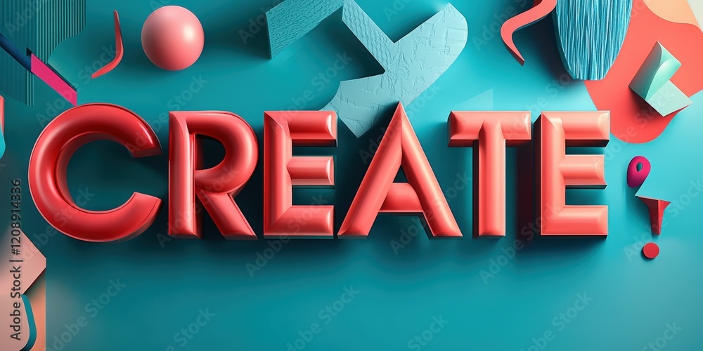 Fototapete a bold and colorful 3d typography spelling 