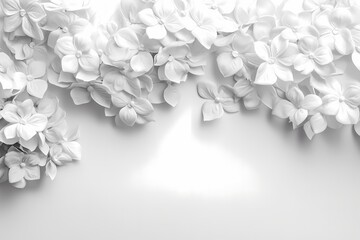 Fototapeta premium White Hydrangea Flowers Bordering a Blank Space