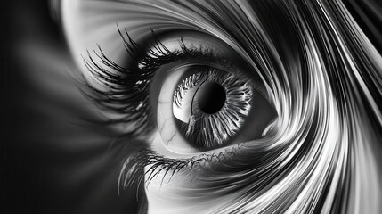 Fototapeta premium Monochromatic Digital Art Piece Featuring an Abstract Eye Design