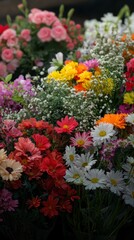 Obraz premium Vibrant Bouquet Colorful Flowers Daisies Gerbera Roses