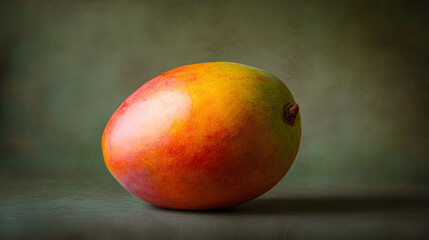 Exquisite Ripe Mango Showcasing its Perfect Golden-Yellow and Red Skin in a Minimalist Setting