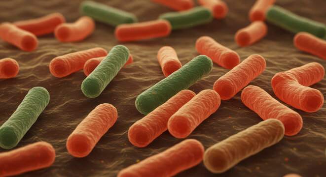 Biofilm of Multi-drug Resistant Bacteria, Including MRSA and Staphylococcus, Close-up View in 3D