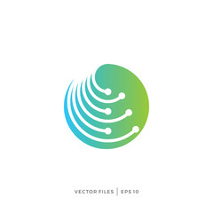 simple design logo of fiber optic data inside a circle