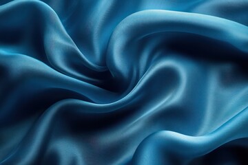 Obraz premium Smooth blue silk fabric showcasing elegant texture