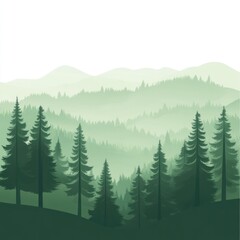 Fototapeta premium Serene Evergreen Forest Mountain Landscape Scene