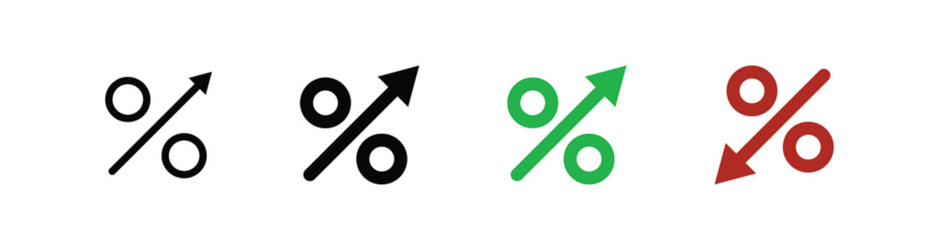 Percentage arrow icons, growth and decline . increase and decrease icons. for business, finance and analytics themes