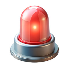 Fototapeta premium 3D Alert icon, flashing siren isolated on white background. Emergency red alarm light. Cartoon plastic style