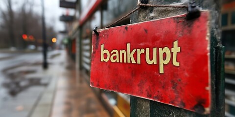 Bankrupt sign on a closed shop.