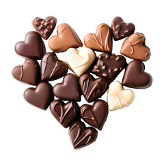 Fototapeta premium chocolates arranged in heart shape isolated on transparent background