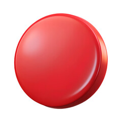 3D icon of red empty button. Cartoon plastic style