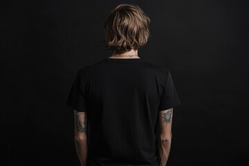 Models minimal tattoo T shirt. no text. black mockups.