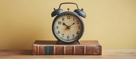 Vintage Alarm Clock on Antique Book: A Still Life of Time and History