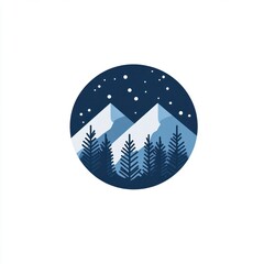 Snowy Mountains Winter Forest Night Scene