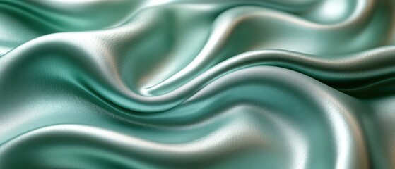 Obraz premium Smooth teal silk fabric with elegant folds and sheen