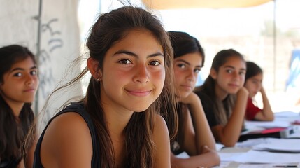 Youth mentoring program inside a Superadobe dome with learning stations and collaborative activities