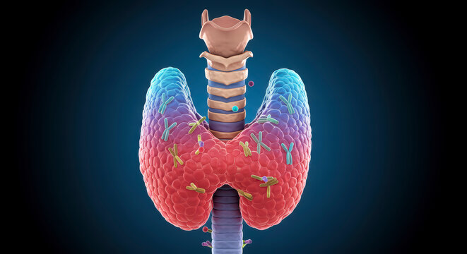 Autoimmune Thyroiditis: Antibodies Targeting Thyroid in 3D Visualization