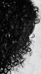 Fototapeta premium Abstract Curly Hair: Black and White Portrait