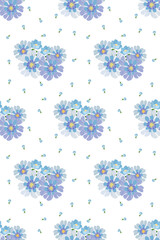 Blue floral seamless pattern, delicate flower wallpaper, elegant repeat design art