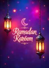 Ramadan Kareem Islamic Greeting Card Template with Ramadan-themed Design for a Complete Set of Ramadan Kareem Cards.